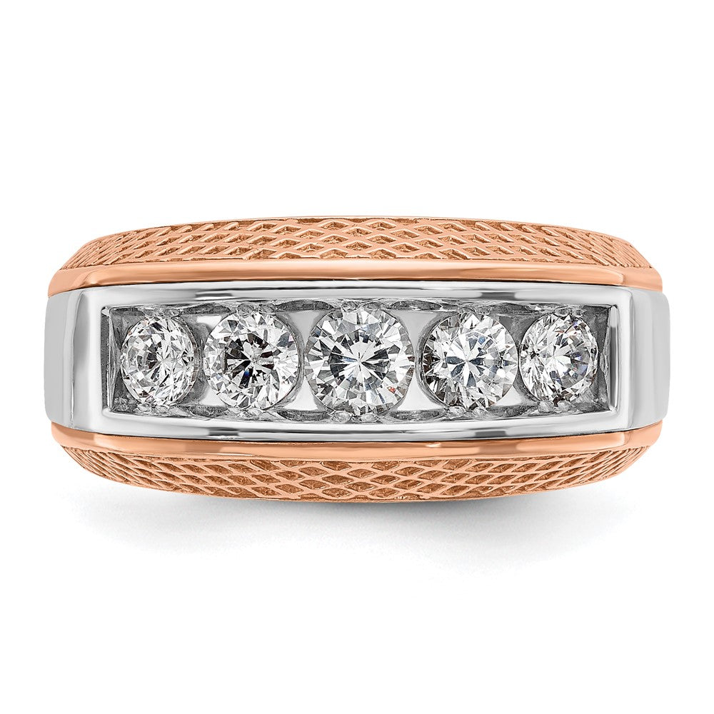 IBGoodman and Men's Polished and Textured 5-Stone 1 Carat AA Quality Diamond Ring - WBC