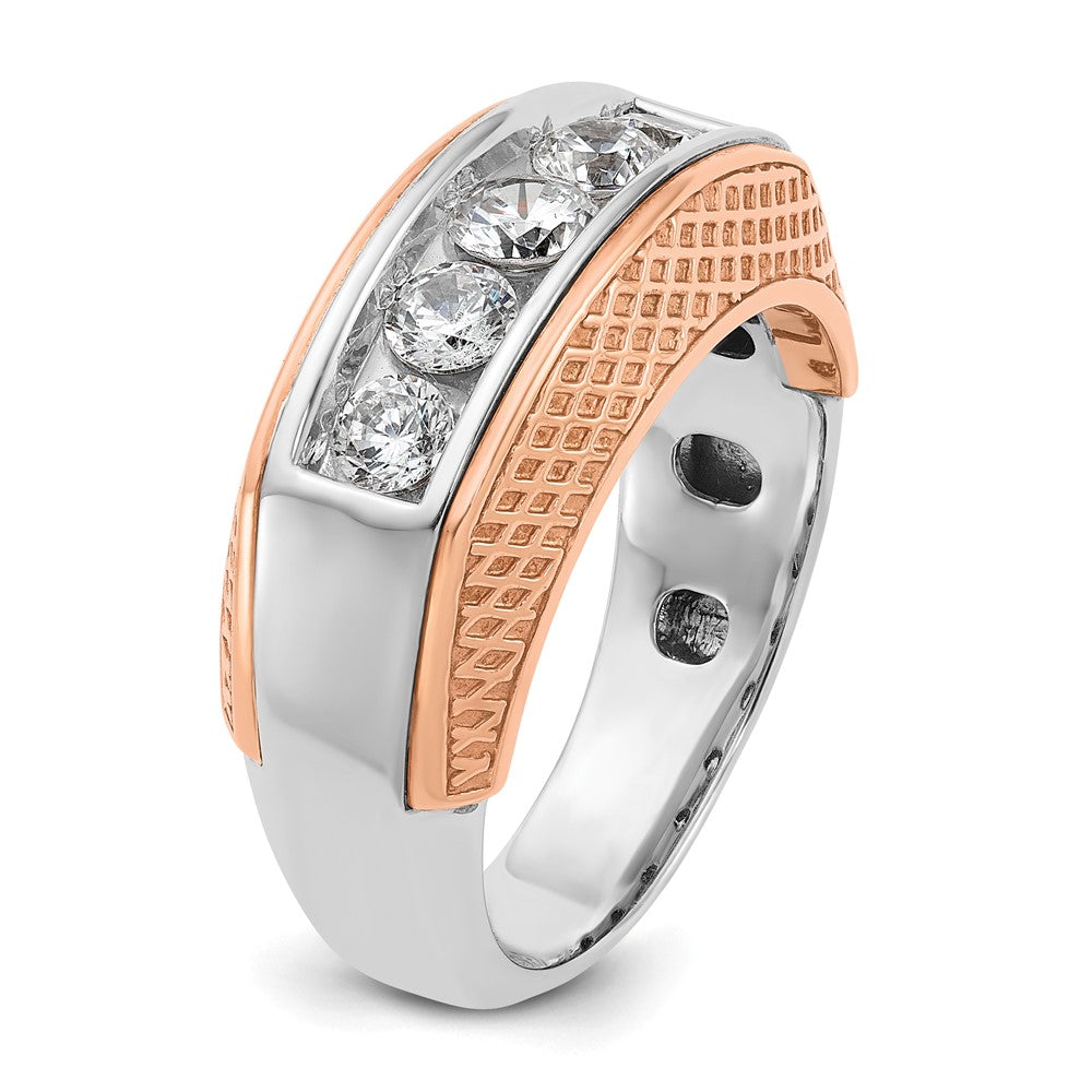 IBGoodman and Men's Polished and Textured 5-Stone 1 Carat AA Quality Diamond Ring - WBC
