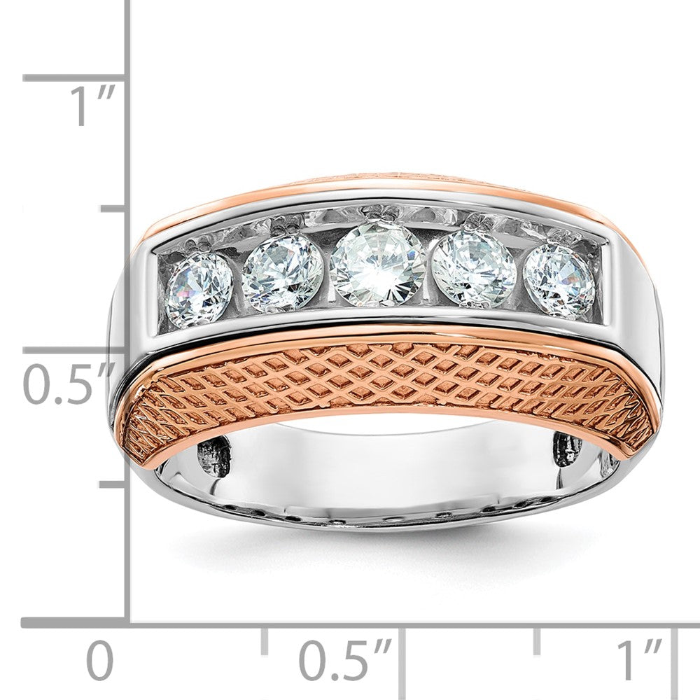 IBGoodman and Men's Polished and Textured 5-Stone 1 Carat AA Quality Diamond Ring - WBC