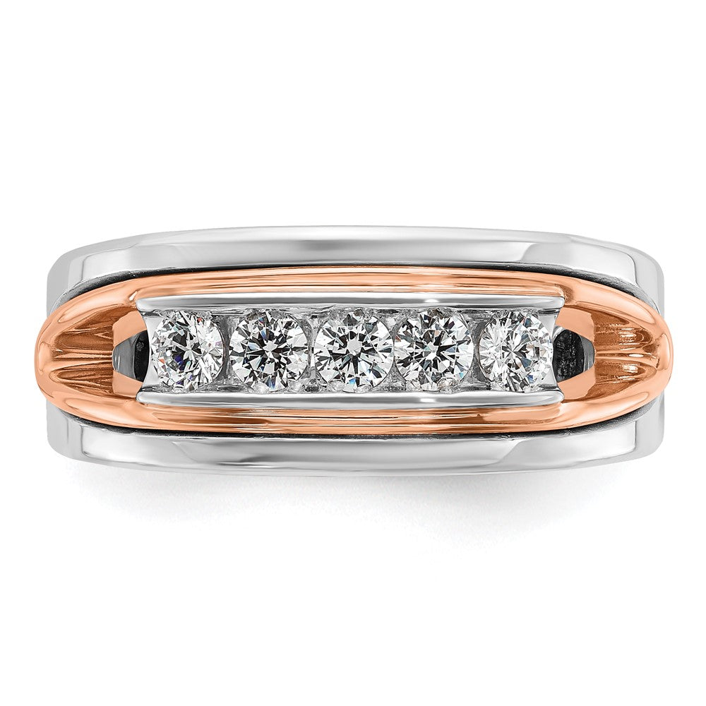 IB Goodman and Mens Polished Channel-set 5-Stone 1/2 Carat AA Diamond Ring - WBC