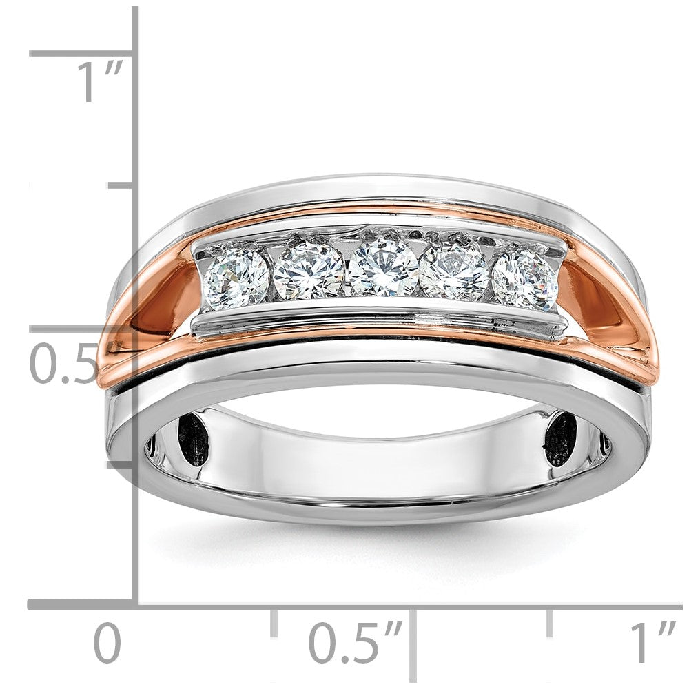 IB Goodman and Mens Polished Channel-set 5-Stone 1/2 Carat AA Diamond Ring - WBC
