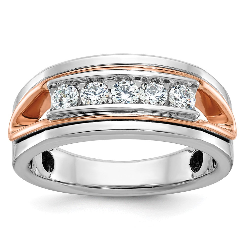 IB Goodman and Mens Polished Channel-set 5-Stone 1/2 Carat AA Diamond Ring - WBC