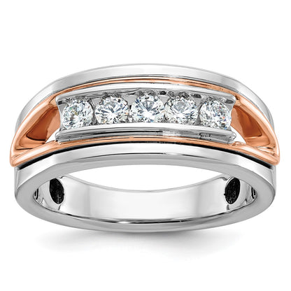 IB Goodman and Mens Polished Channel-set 5-Stone 1/2 Carat AA Diamond Ring - WBC