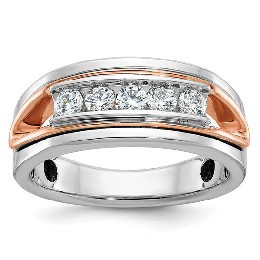 IB Goodman and Mens Polished Channel-set 5-Stone 1/2 Carat AA Diamond Ring - WBC