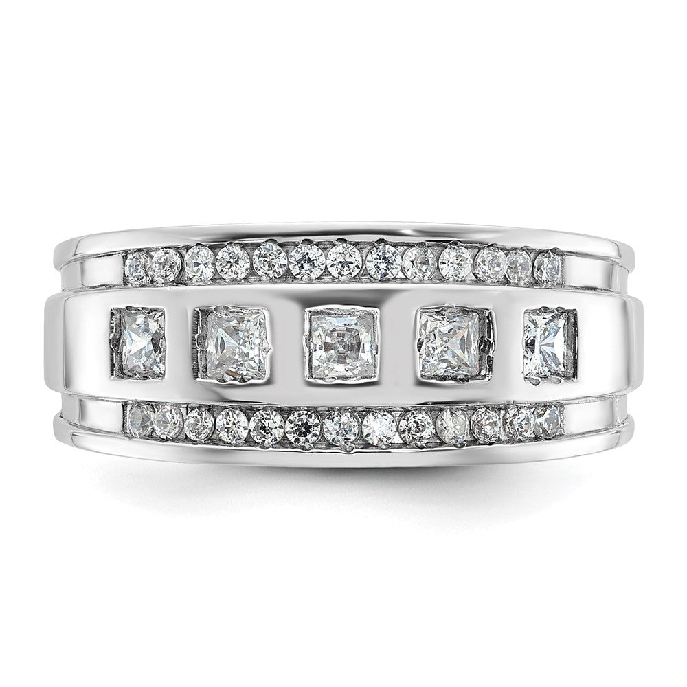 IBGoodman Men's Polished and Grooved Square 1 1/4 Carat AA Quality Diamond 5-Stone Ring - WBC