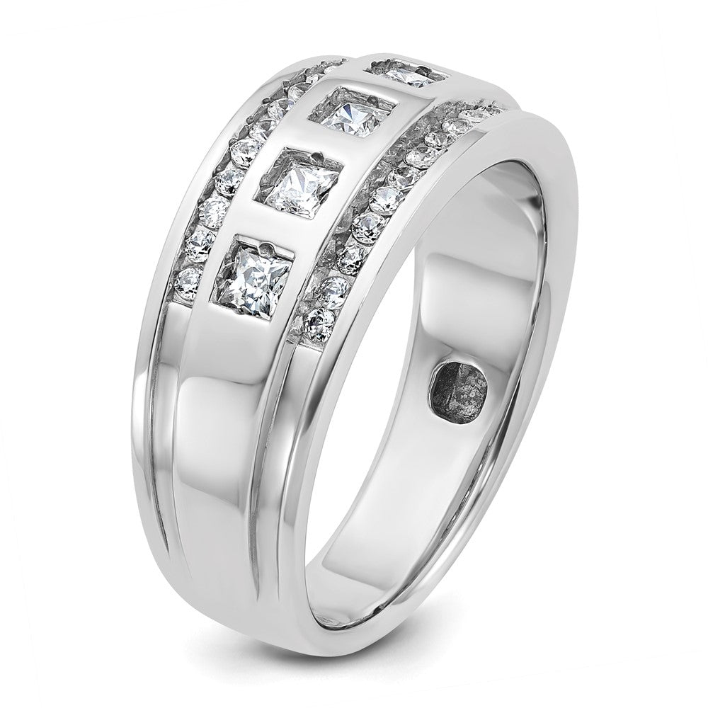 IBGoodman Men's Polished and Grooved Square 1 1/4 Carat AA Quality Diamond 5-Stone Ring - WBC