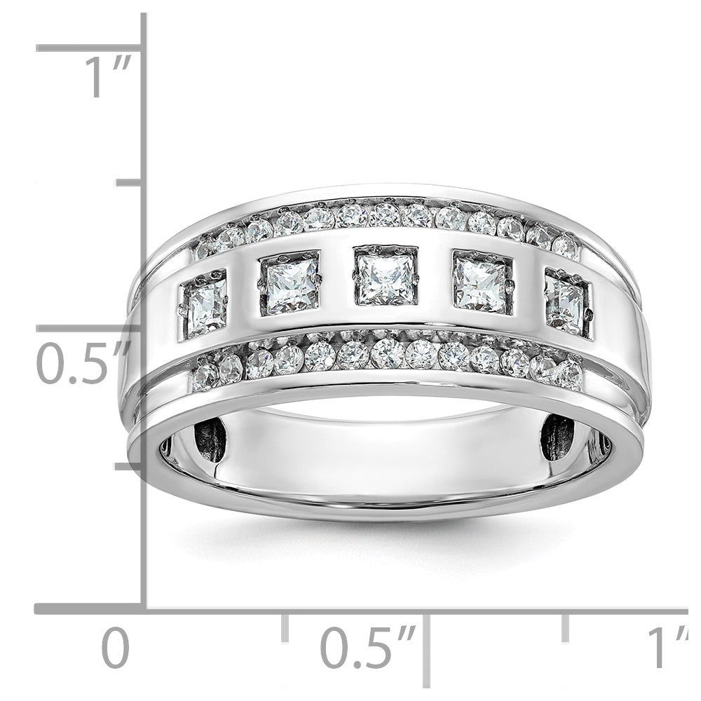 IBGoodman Men's Polished and Grooved Square 1 1/4 Carat AA Quality Diamond 5-Stone Ring - WBC