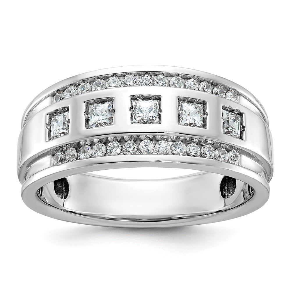 IBGoodman Men's Polished and Grooved Square 1 1/4 Carat AA Quality Diamond 5-Stone Ring - WBC