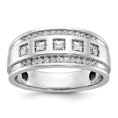 IBGoodman Men's Polished and Grooved Square 1 1/4 Carat AA Quality Diamond 5-Stone Ring - WBC
