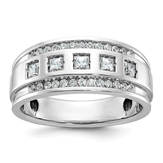 IBGoodman Men's Polished and Grooved Square 1 1/4 Carat AA Quality Diamond 5-Stone Ring - WBC