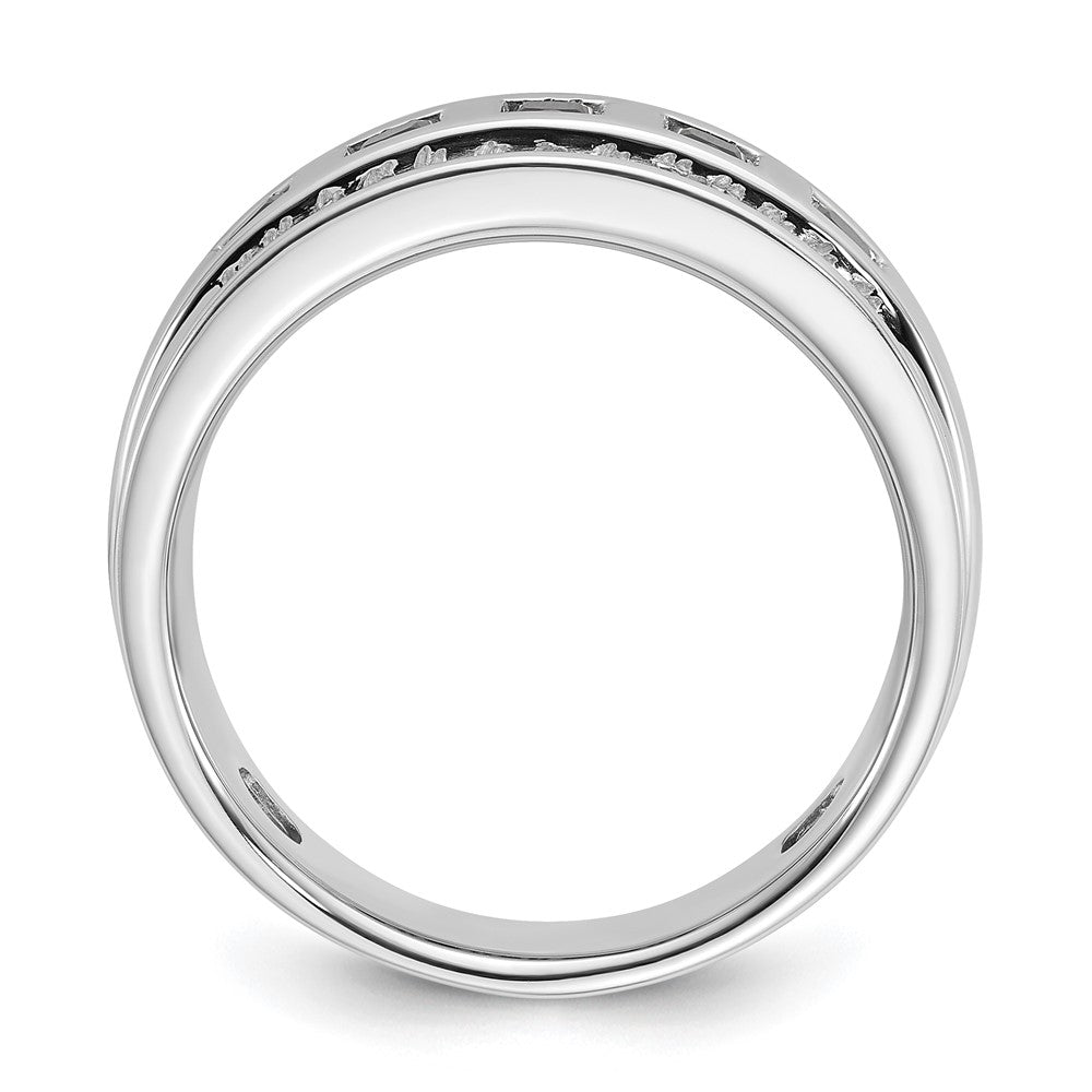 IBGoodman Men's Polished and Grooved Square Black and 1 1/5 Carat AA Quality Diamond 5-Stone Ring - WBC