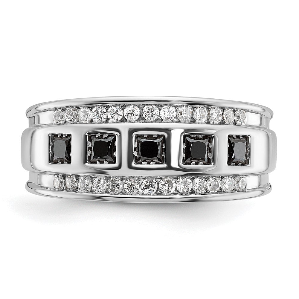 IBGoodman Men's Polished and Grooved Square Black and 1 1/5 Carat AA Quality Diamond 5-Stone Ring - WBC