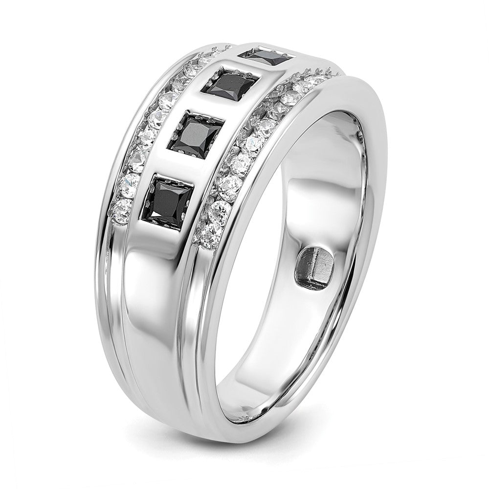 IBGoodman Men's Polished and Grooved Square Black and 1 1/5 Carat AA Quality Diamond 5-Stone Ring - WBC