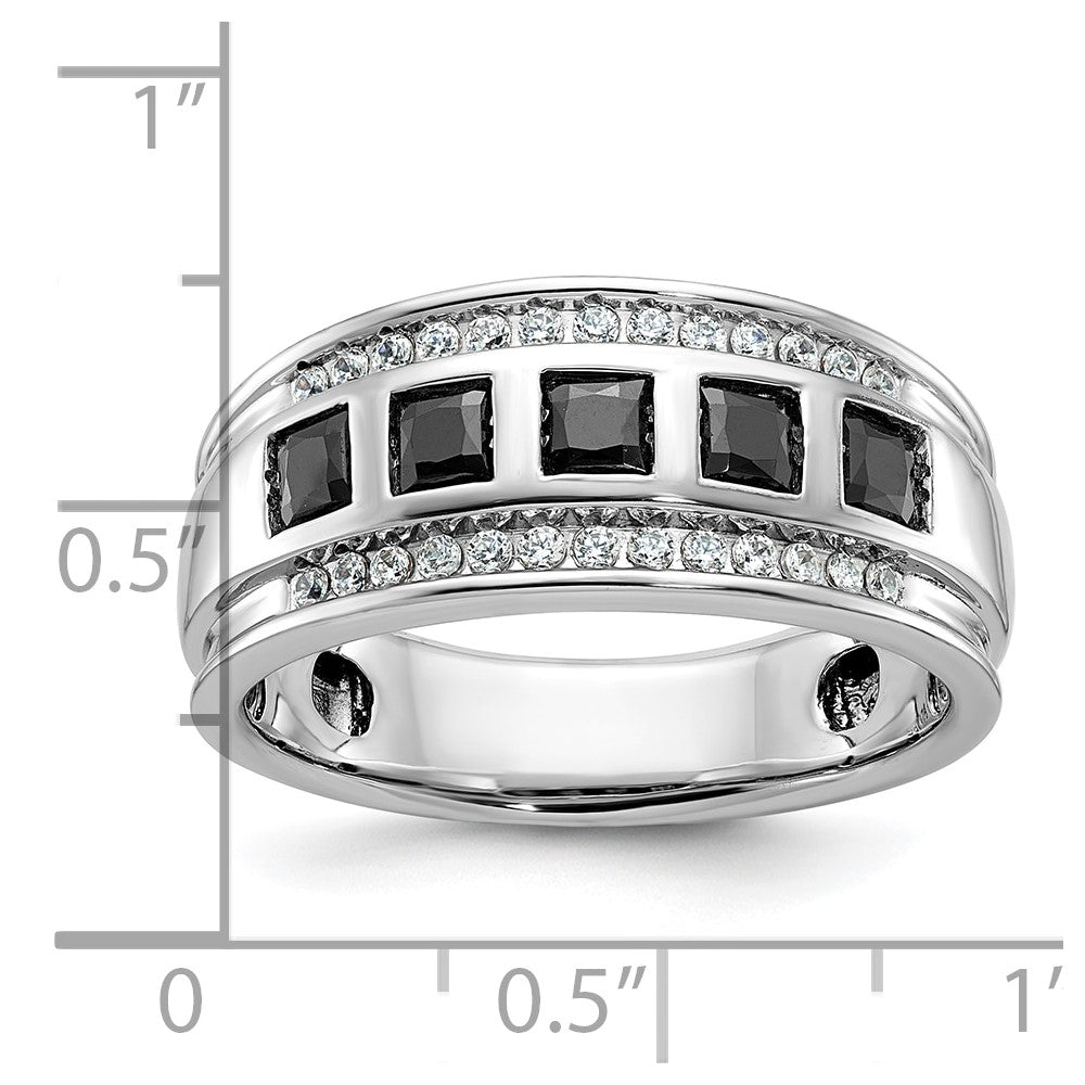 IBGoodman Men's Polished and Grooved Square Black and 1 1/5 Carat AA Quality Diamond 5-Stone Ring - WBC