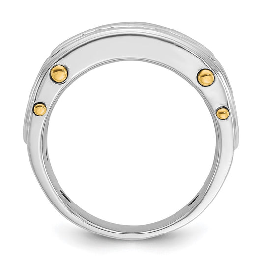 IB Goodman Two-tone Mens Polished Channel-set 5-Stone 1 Carat AA Square Diamond Ring - WBC