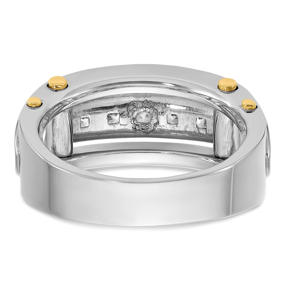 IB Goodman Two-tone Mens Polished Channel-set 5-Stone 1 Carat AA Square Diamond Ring - WBC