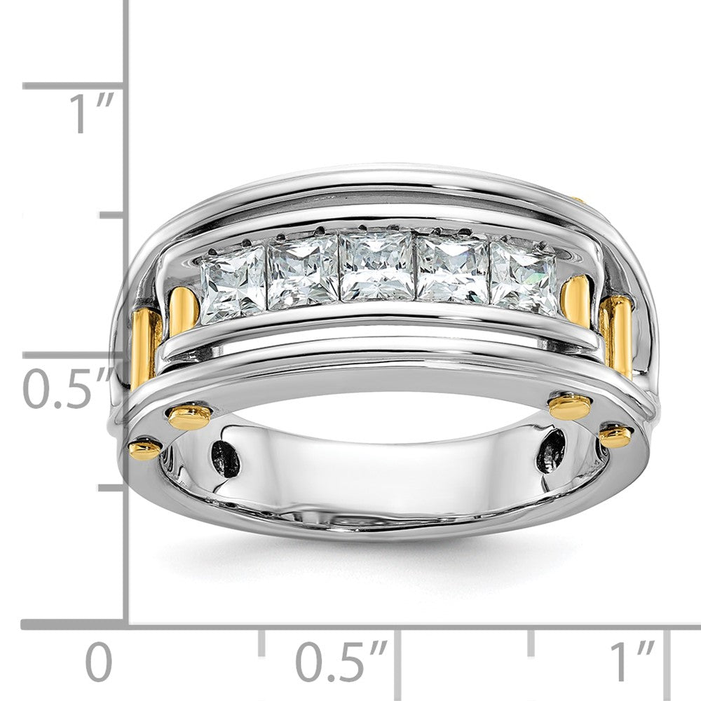 IB Goodman Two-tone Mens Polished Channel-set 5-Stone 1 Carat AA Square Diamond Ring - WBC