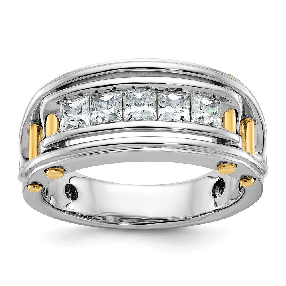 IB Goodman Two-tone Mens Polished Channel-set 5-Stone 1 Carat AA Square Diamond Ring - WBC