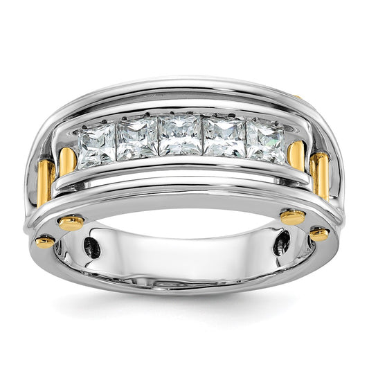 IB Goodman Two-tone Mens Polished Channel-set 5-Stone 1 Carat AA Square Diamond Ring - WBC