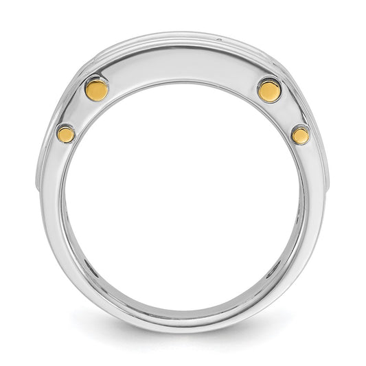 IB Goodman Two-tone Mens Polished Grooved Channel-set 5-Stone 1/2 Carat AA Diamond Ring - WBC