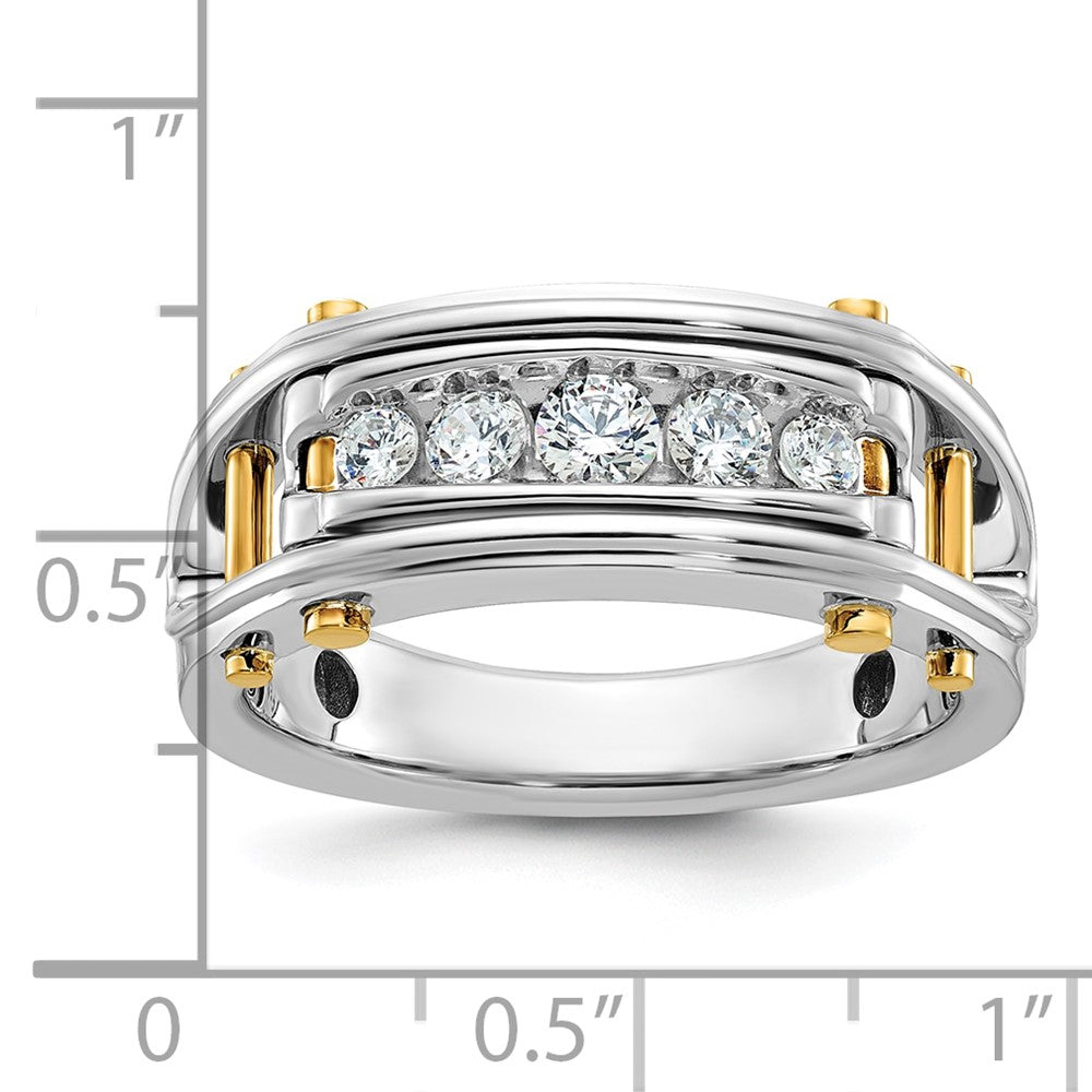IB Goodman Two-tone Mens Polished Grooved Channel-set 5-Stone 1/2 Carat AA Diamond Ring - WBC