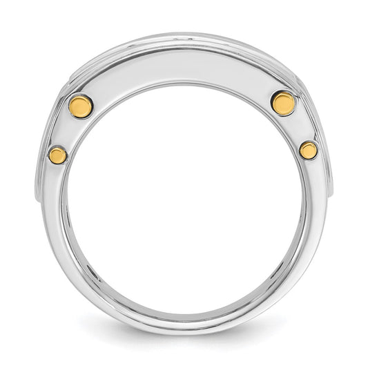 IB Goodman Two-tone Mens Polished Grooved Channel-set 5-Stone 1 Carat AA Diamond Ring - WBC