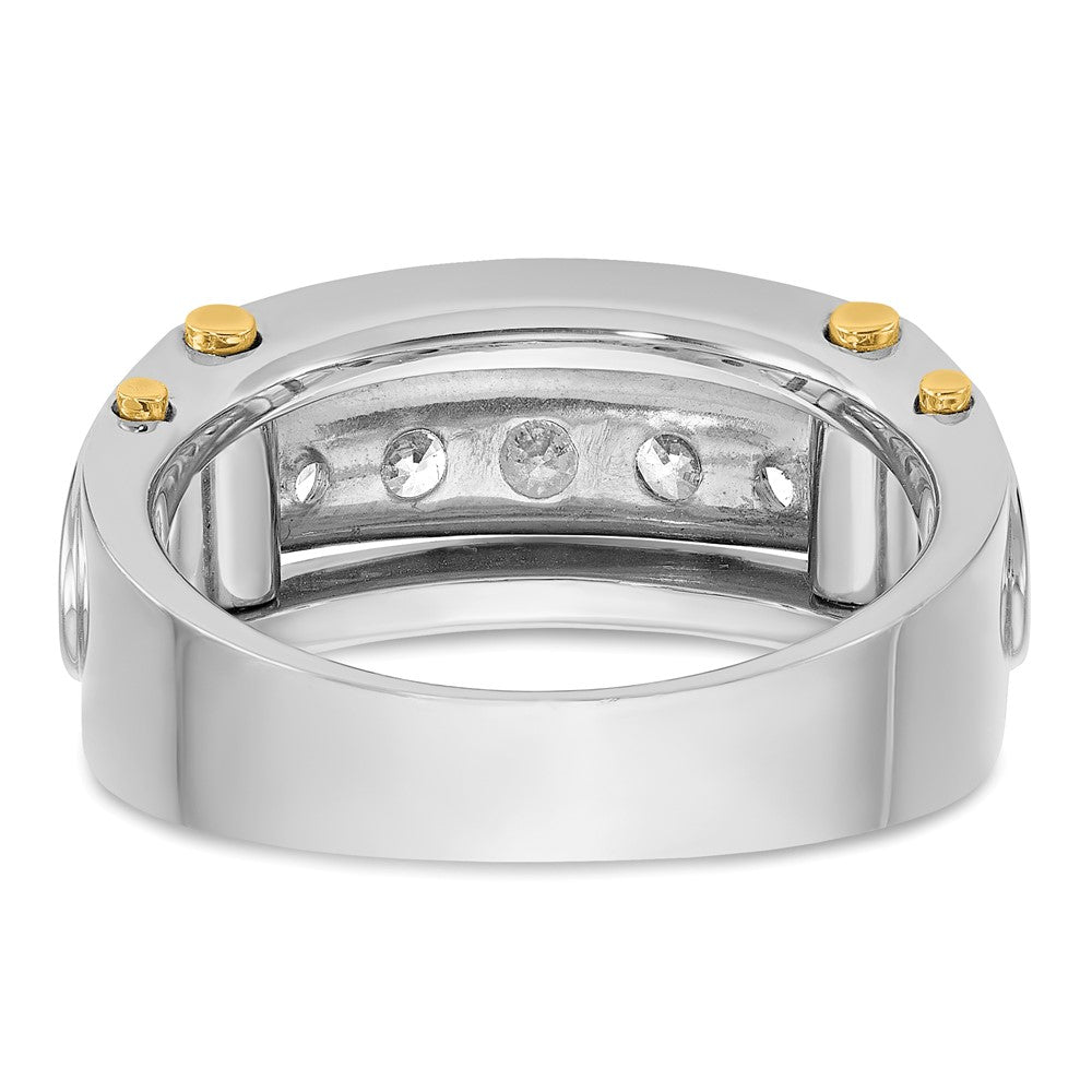 IB Goodman Two-tone Mens Polished Grooved Channel-set 5-Stone 1 Carat AA Diamond Ring - WBC