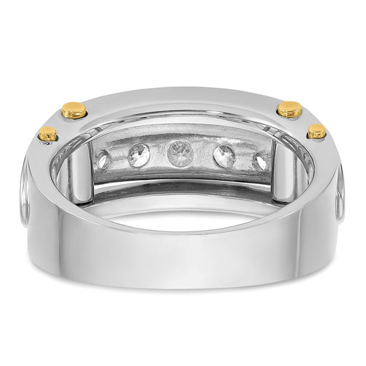 IB Goodman Men's 14K Two-Tone Gold Polished Grooved Channel-set 5-Stone 1 ct AA Diamond Ring
