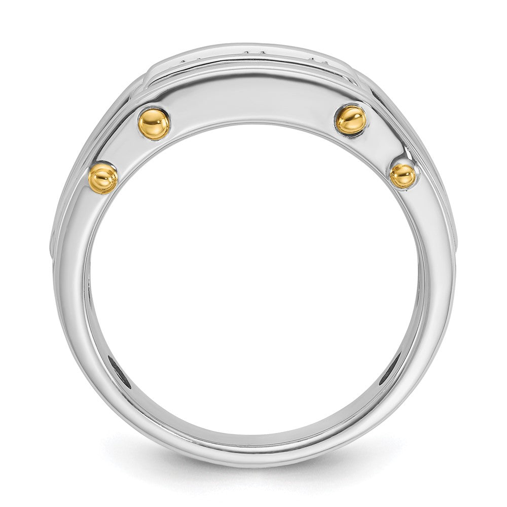 IB Goodman Two-tone Mens Polished Grooved Channel-set 3-Stone 1/2 Carat AA Diamond Ring - WBC