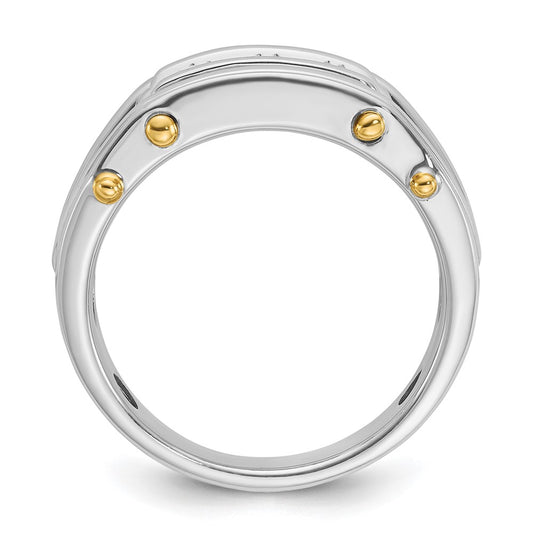 IB Goodman Two-tone Mens Polished Grooved Channel-set 3-Stone 1/2 Carat AA Diamond Ring - WBC