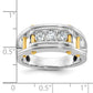 IB Goodman Two-tone Mens Polished Grooved Channel-set 3-Stone 1/2 Carat AA Diamond Ring - WBC