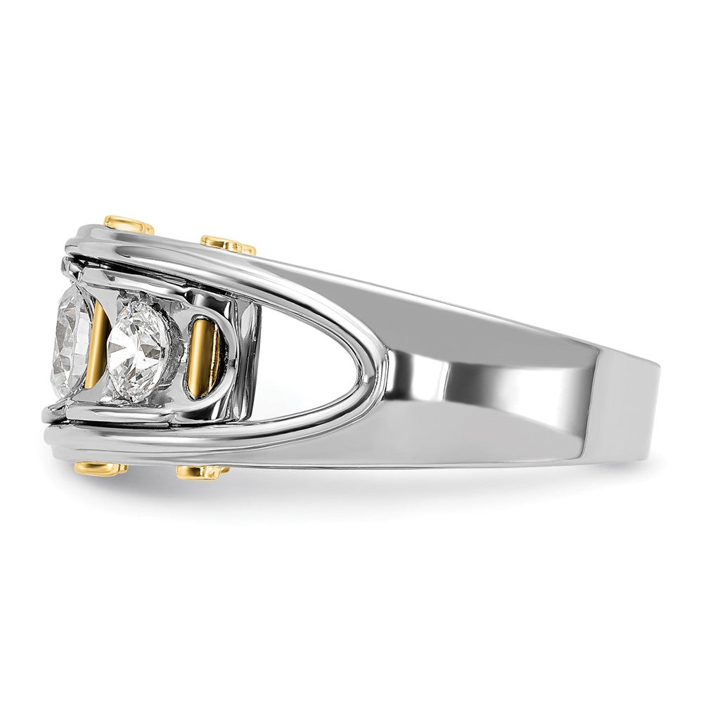 IBGoodman Two-tone Men's Polished 3-Stone 1 Carat AA Quality Diamond Ring - WBC