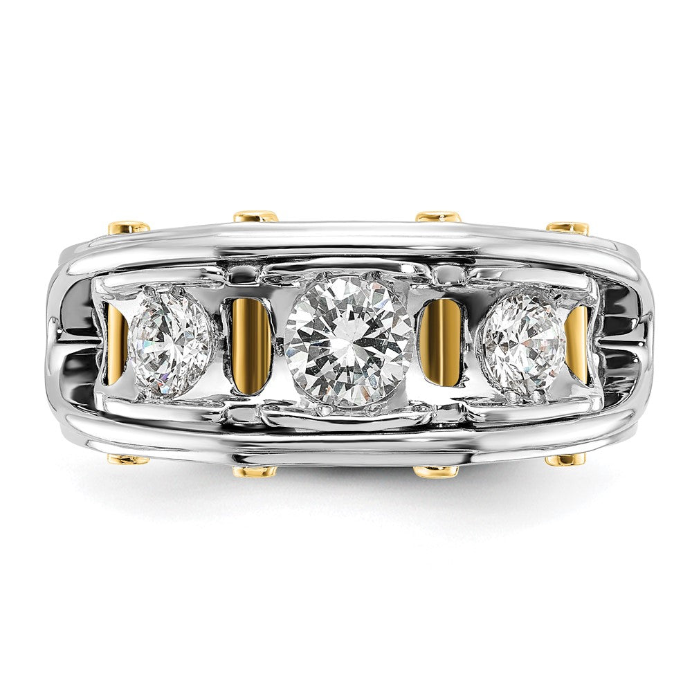 IBGoodman Two-tone Men's Polished 3-Stone 1 Carat AA Quality Diamond Ring - WBC