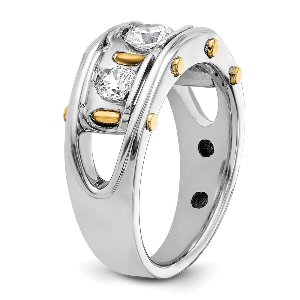 IBGoodman Two-tone Men's Polished 3-Stone 1 Carat AA Quality Diamond Ring - WBC