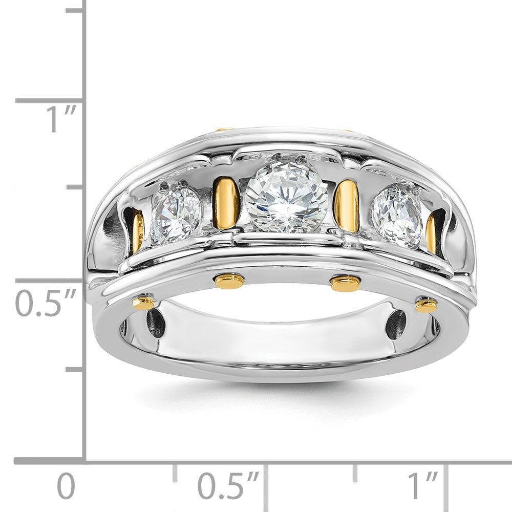 IBGoodman Two-tone Men's Polished 3-Stone 1 Carat AA Quality Diamond Ring - WBC