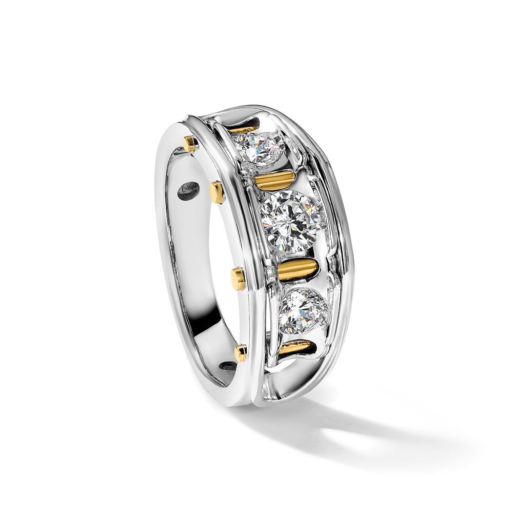 IBGoodman Two-tone Men's Polished 3-Stone 1 Carat AA Quality Diamond Ring - WBC