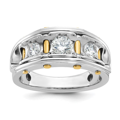 IBGoodman Two-tone Men's Polished 3-Stone 1 Carat AA Quality Diamond Ring - WBC