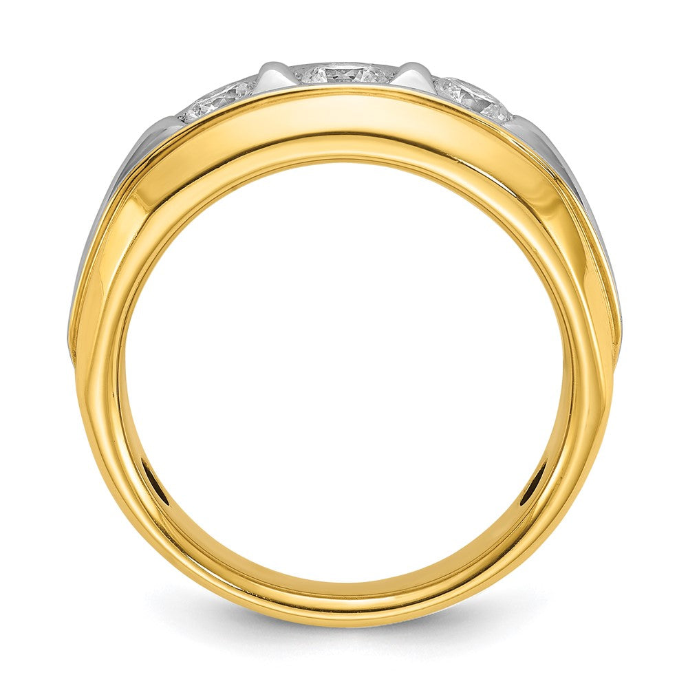 IBGoodman Two-tone Men's Polished and Grooved 3-Stone 3/4 Carat AA Quality Diamond Ring - WBC