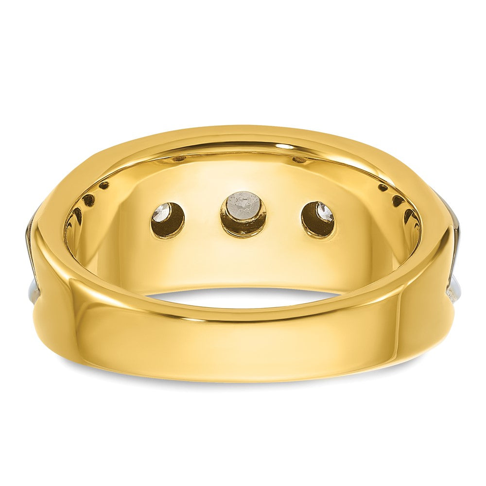IBGoodman Two-tone Men's Polished and Grooved 3-Stone 3/4 Carat AA Quality Diamond Ring - WBC