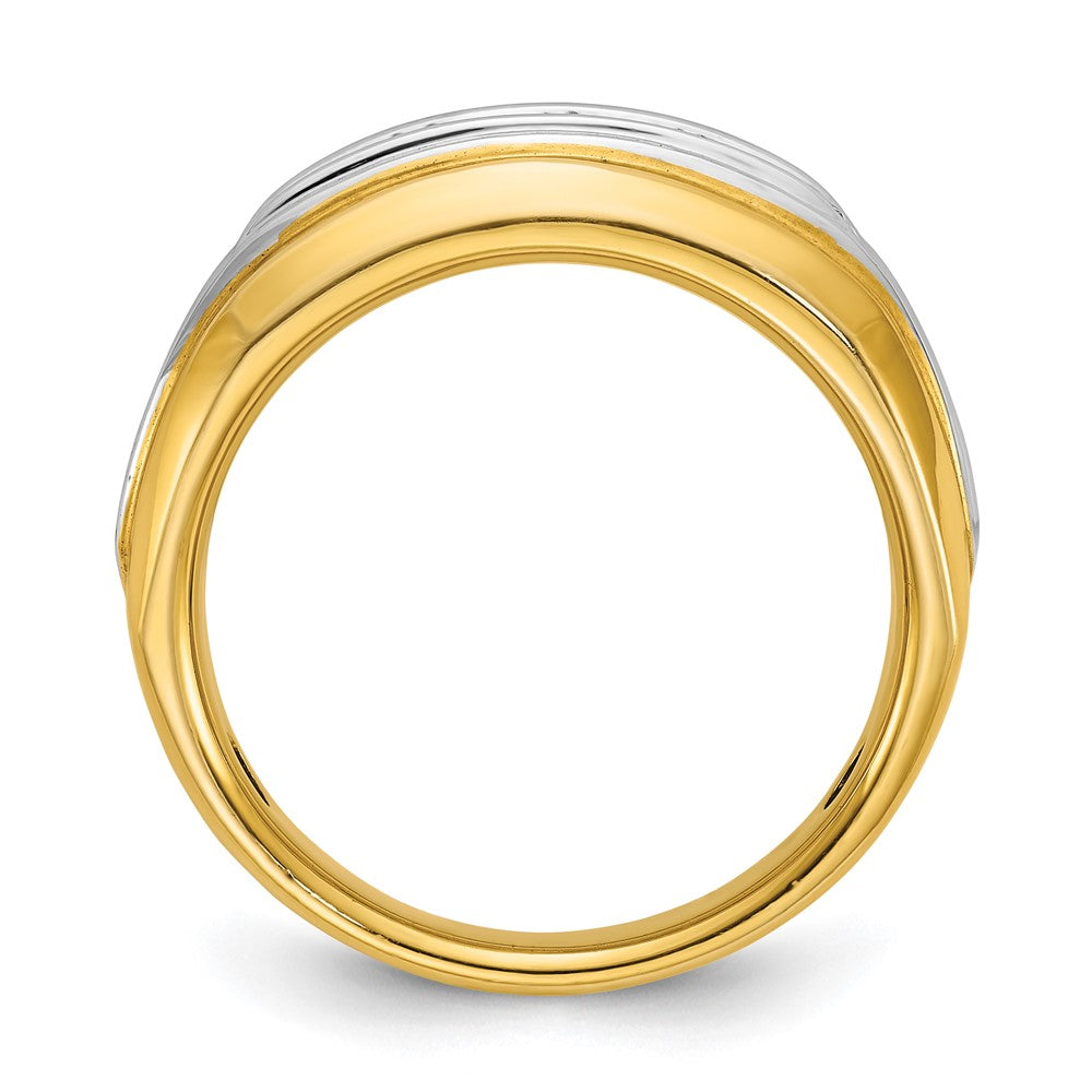 IBGoodman Two-tone Men's Polished and Grooved 5-Stone 1 Carat AA Quality Diamond Ring - WBC