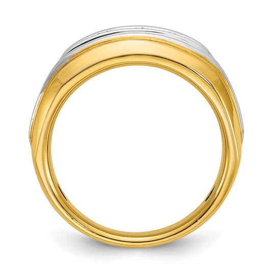 IBGoodman Two-tone Men's Polished and Grooved 5-Stone 1 Carat AA Quality Diamond Ring - WBC