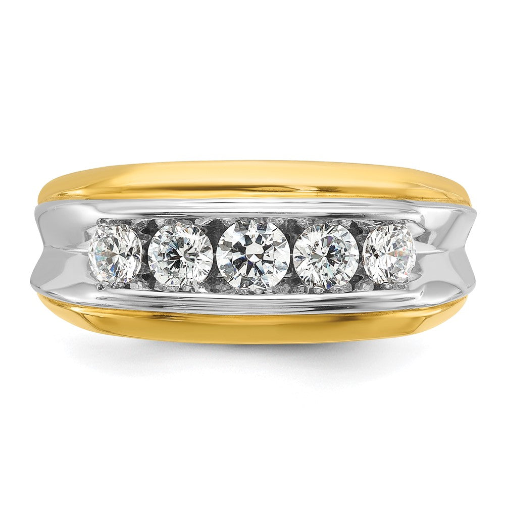 IBGoodman Two-tone Men's Polished and Grooved 5-Stone 1 Carat AA Quality Diamond Ring - WBC