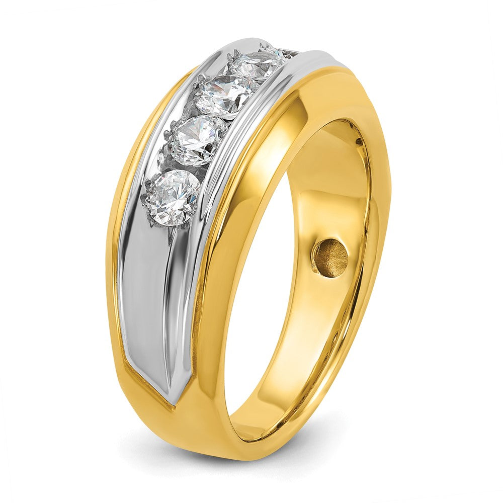 IBGoodman Two-tone Men's Polished and Grooved 5-Stone 1 Carat AA Quality Diamond Ring - WBC