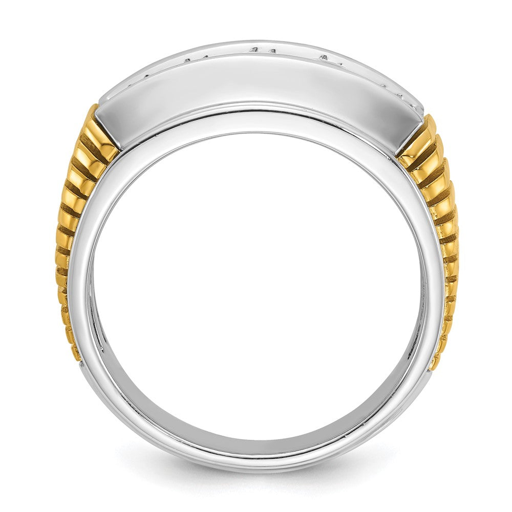 IBGoodman Two-tone Men's Polished and Textured 5-Stone 1 Carat AA Quality Diamond Ring - WBC