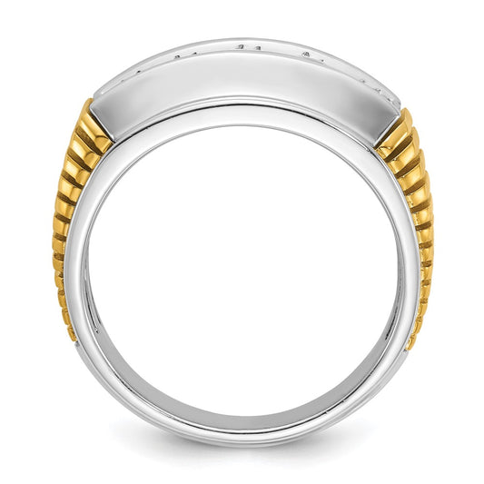 IBGoodman Two-tone Men's Polished and Textured 5-Stone 1 Carat AA Quality Diamond Ring - WBC