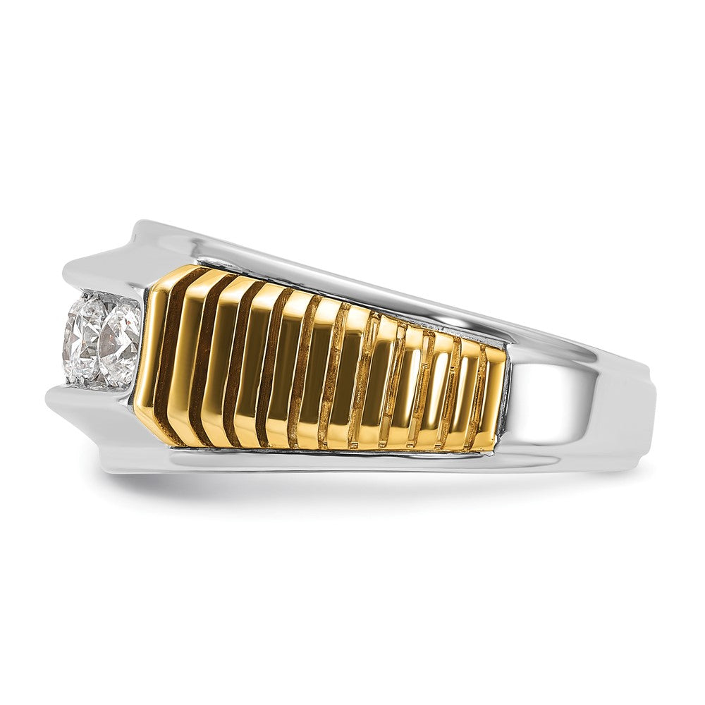 IBGoodman Two-tone Men's Polished and Textured 5-Stone 1 Carat AA Quality Diamond Ring - WBC
