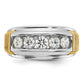 IBGoodman Two-tone Men's Polished and Textured 5-Stone 1 Carat AA Quality Diamond Ring - WBC