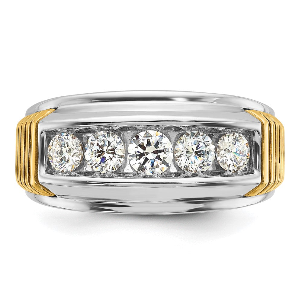 IBGoodman Two-tone Men's Polished and Textured 5-Stone 1 Carat AA Quality Diamond Ring - WBC