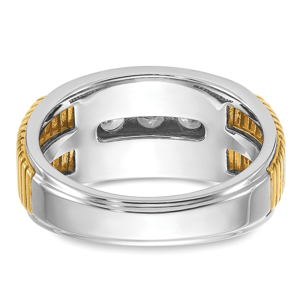 IBGoodman Two-tone Men's Polished and Textured 5-Stone 1 Carat AA Quality Diamond Ring - WBC