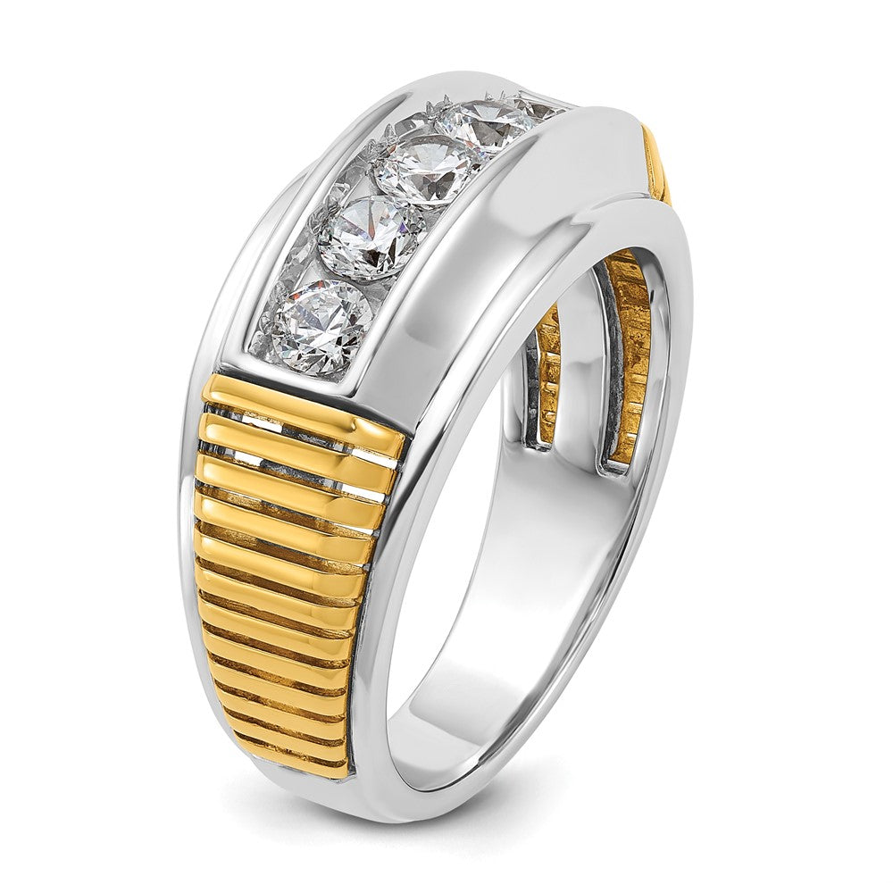 IBGoodman Two-tone Men's Polished and Textured 5-Stone 1 Carat AA Quality Diamond Ring - WBC